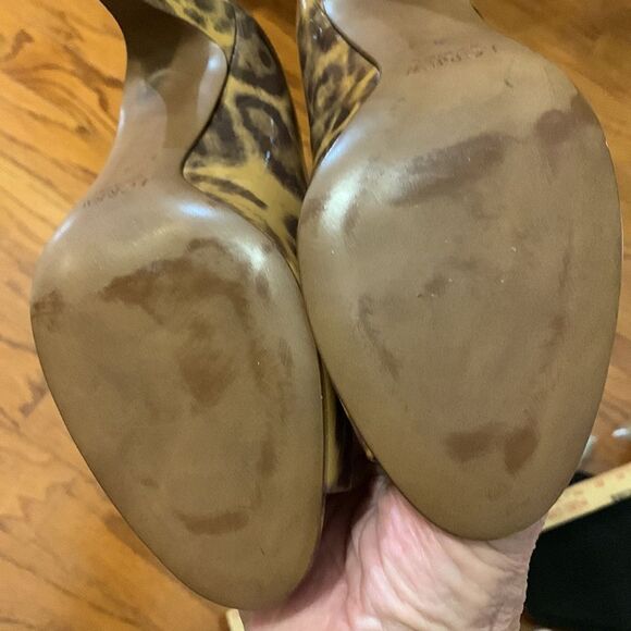 J.Crew size 8 leopard print patent leather open toe shoes made in Italy - Picture 6 of 8